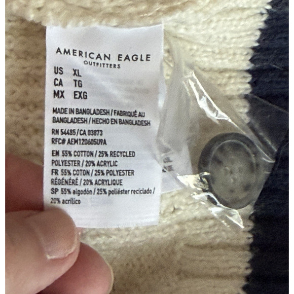 American Eagle Cardigan Sweater Womens XL Preppy Varsity Cable Knit Academia - Picture 7 of 10